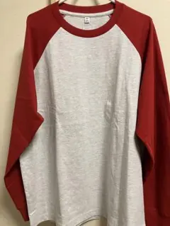 GU ヘビーウェイト　クルーネックT Tシャツ Lサイズ グレー/レッド
