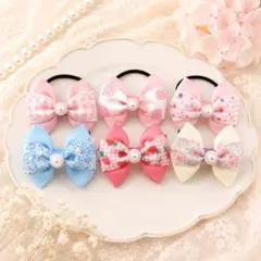 ハンドメイド キッズリボンヘアゴム