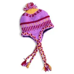 カラフルポンポン付きニット帽