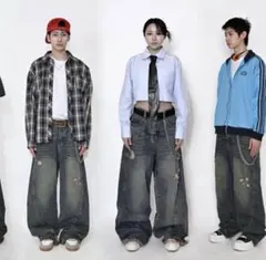 NEWJNXS 江南先生　地底人　韓国　デニム　ブラック　M