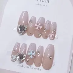 【現品】ネイルチップ ワンホン スナ系 十字架 ハート ベイビーブーマー