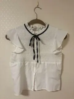 WILLSELECTION フリル付きノースリーブシャツ ホワイト