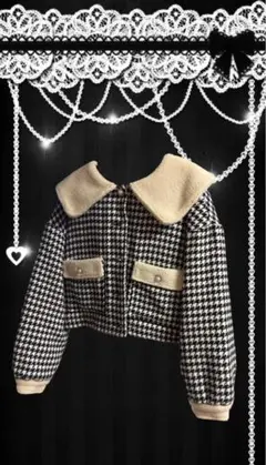 千鳥柄クロップドジャケット
