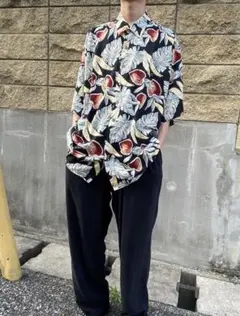 【着画あり】USA古着　ハワイアンシャツ　レーヨン100% 総柄