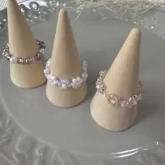 【ハンドメイド】ビーズリング＊パープル＊モーブピンク＊3点セット　匿名配送