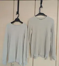 UNIQLO　ユニクロワッフルクルーネックTシャツ　ベージュМサイズ2枚セット