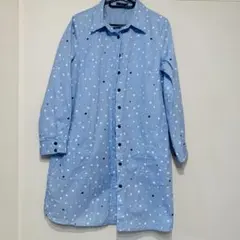 【美品】MOMA デザイン ドット柄 シャツワンピース ブルーのサムネイル