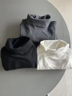 UNIQLO ユニクロ【3枚】ソフトタッチタートルネックT　長袖　L／男女兼用