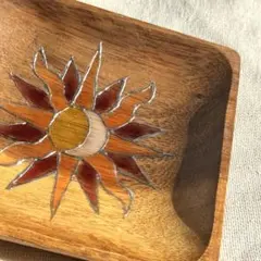 割れないステンドグラス風　太陽と月　アクセサリートレイ