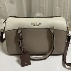 kate spade ショルダーバッグ ホワイト/ベージュピンク　ミニボストン型