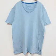 【バナナリパブリック】Vネック半袖Tシャツ ライトブルー L相当 やわらか質感