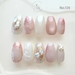 ネイルチップ　ニュアンスネイル　成人式　振袖ネイル　ピンクネイル　ブライダル　冬