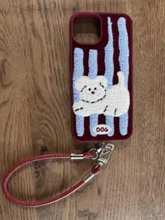 新品未使用、iPhoneケース DOGデザイン ストラップ付き