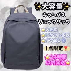 大容量✨ 多機能 リュックサック リュック グレー 大きめ キャンバス 男女兼用