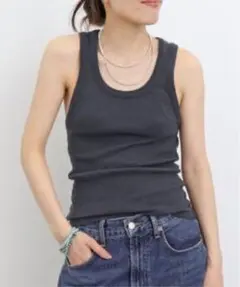 美品★アパルトモン★AGOLDE POPPY TANKリブ タンクトップ★黒のサムネイル