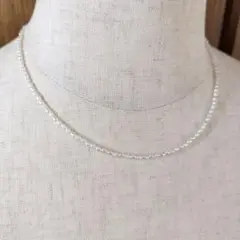 淡水パールネックレス、ライス淡水パール、約2〜2.5mm、38cm、全長43cm