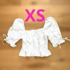 ❤️ホワイト フリル刺繍 コットンシャツ 半袖　ＸＳ❤️