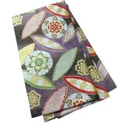 未使用　七宝に華紋織り出し袋帯　振袖　成人式　マルチカラー　金糸　c58