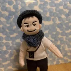 #2539c 小田和正 人形 ニット帽とマフラーのセット グレー濃緑青