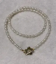 淡水ライスパール　マンテル真珠ネックレス