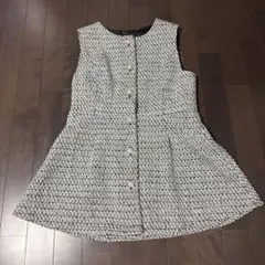 GRL ノースリーブ ツイード フレアワンピース（白黒・黒） 2つセット