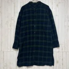 ◆ブルーストライブ　チェック柄　シャツワンピース　バンドカラー　綿100　3L