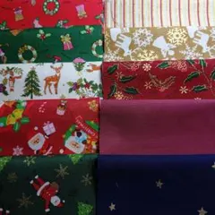 17✕12cmサイズクリスマス柄ハギレ10枚セット（20）