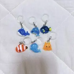 海の生き物目印アクセサリーチャーム6点セット