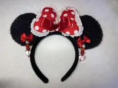 ディズニー　ミニー　カチューシャ　イヤリング　赤　黒