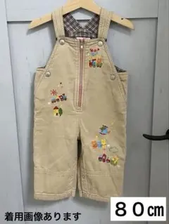 ミキハウス　８０㎝　着用画像あります　オーバーオール　刺繍