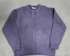 ラベンダー ニット セーター 長袖 シンプル レディース 秋冬 ほぼ美品