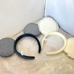 美品 ディズニー カチューシャ デニム白&紺色 セット