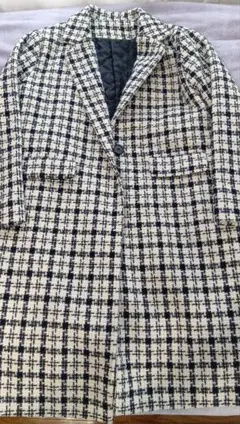 テーラードジャケット ホワイトネイビーチェック F