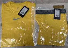 Nike イエロー スポーツインナー長袖シャツXL2&ショートパンツXLセット