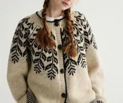 ノルディック柄ニットカーディガン