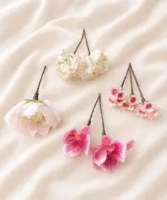 ハンドメイド 造花 ヘッドドレス 髪飾り 8本セット