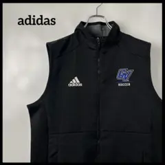 ナイロンベスト　アディダス　黒ブラック　刺繍　チームロゴ　　adidas ダウン