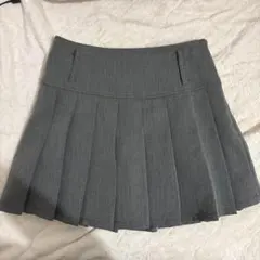 グレー プリーツミニスカート ベルト付き