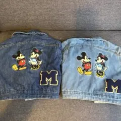 petit mainミッキー・ミニー刺繍デニムジャケット100.120