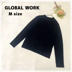 【グローバルワーク】リブニット M ブラック 上品 シンプル 定番