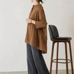 【美品】DOUX ARCHIVES バンドカラー チュニックブラウスのサムネイル