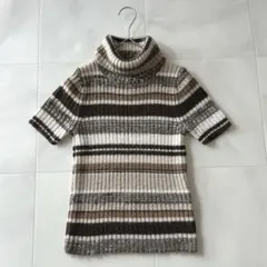 23区 上質 アルパカ100% 半袖タートル ニット ブラウン系 38