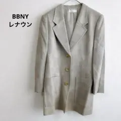 BBNYレナウン ジャケット 毛90% 日本製 幾何学模様 肩パット付 ベージュ
