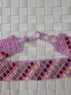 華やかビーズ チョーカー ストライプ