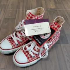 CONVERSE ALL STAR レッドチェック　ハート ハイカット　値札付き