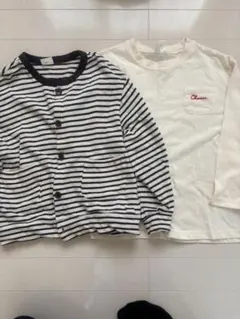 ストライプカーディガンと長袖Tシャツセット 120