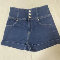 レディース ハイウエスト デニムショートパンツ