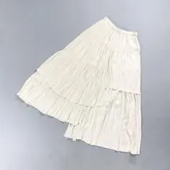 美品 NOBLE フリルティアードロングスカート 生成り サイズF*BD958