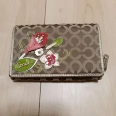 Coach 花の装飾 二つ折り財布