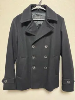 ウール ダブルブレスト ピーコート 黒